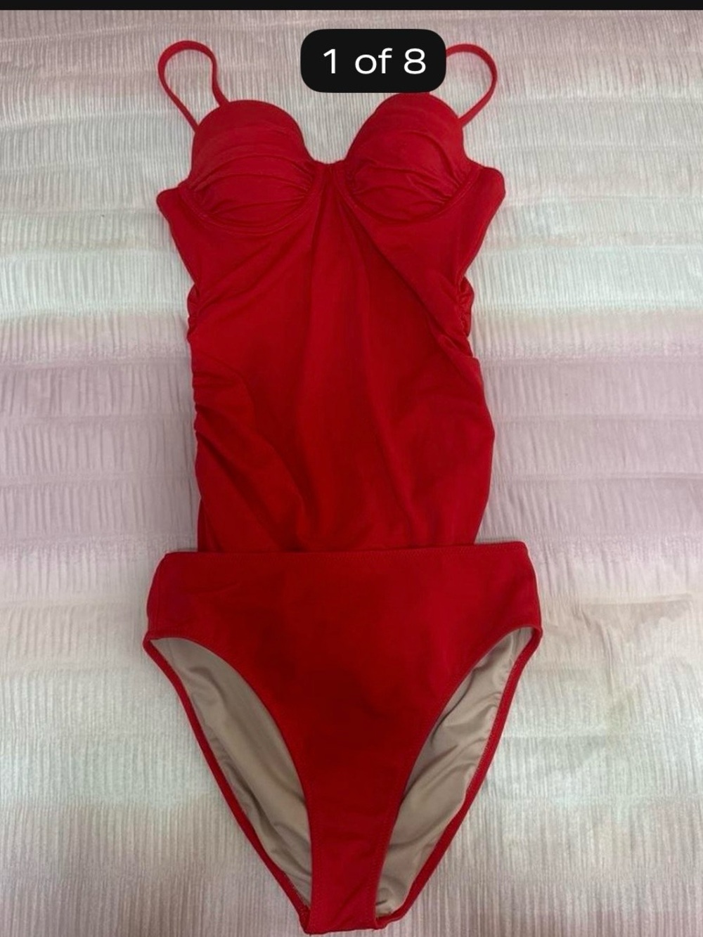 Victoria Secret Red Ruched One-Piece Swimsuit